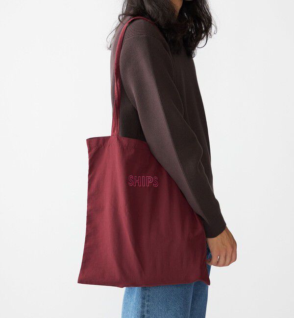 SHIPS「【WEB限定】SHIPS: パッカブル ナイロン SHIPSロゴ エンブロイダリー トート バッグ」|トートバッグ|ワイン