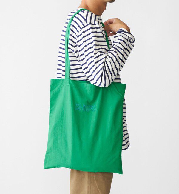 SHIPS「【WEB限定】SHIPS: パッカブル ナイロン SHIPSロゴ エンブロイダリー トート バッグ」|トートバッグ|グリーン