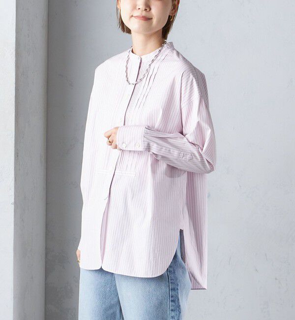 SHIPS for women「〈洗濯機可能〉ピンタック バンド カラー シャツ」|シャツ・ブラウス|