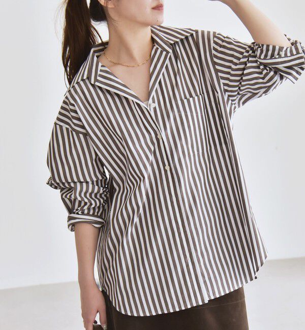 quaranciel「quaranciel:〈洗濯機可能〉REPREVE オープン カラー シャツ」|シャツ・ブラウス|