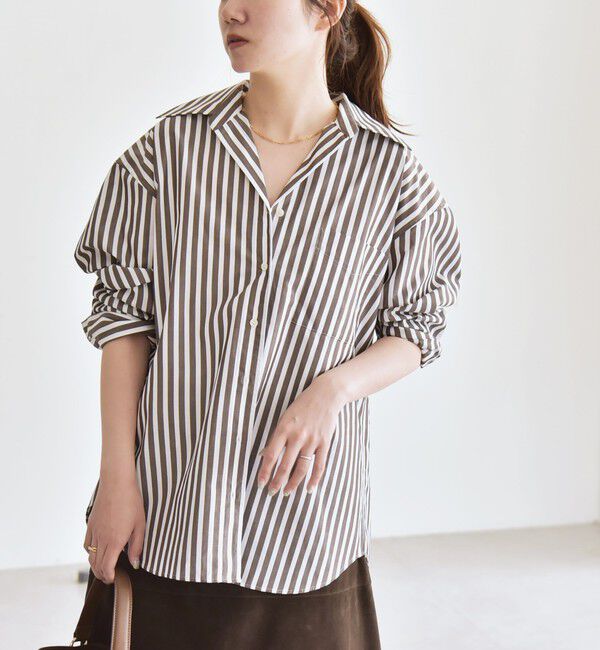 quaranciel「quaranciel:〈洗濯機可能〉REPREVE オープン カラー シャツ」|シャツ・ブラウス|