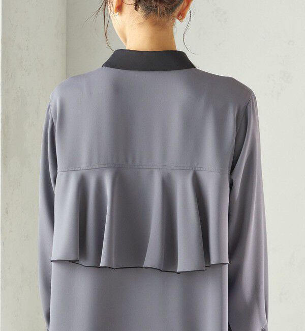 SHIPS for women「〈洗濯機可能〉ライト ダブルクロス バックフリル Aライン ワンピース（セレモニー対応可）」|ワンピース|