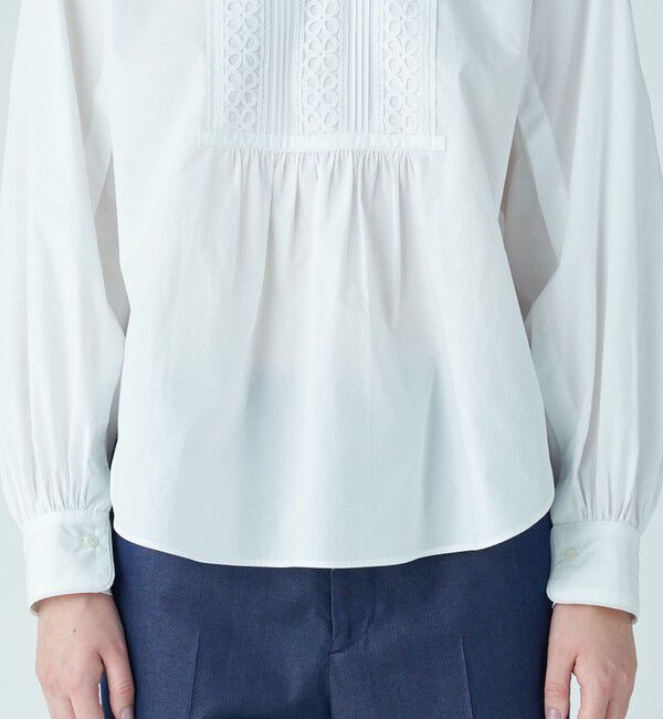 TOMORROWLAND collection「ホワイトコンビネーション スタンドネックブラウス」|シャツ・ブラウス|