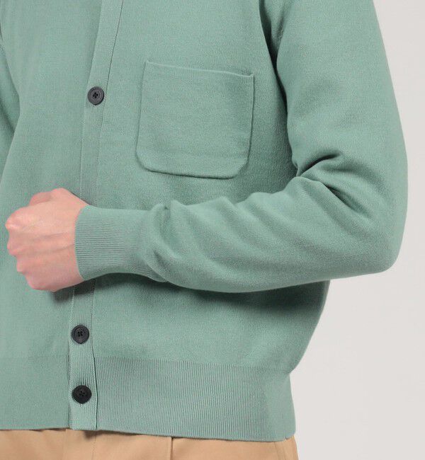 CABaN コットンカシミヤ ポケットクルーネックカーディガン グリーン M CABaN コットンカシミヤ ポケットクルーネックカーディガン（CABaN