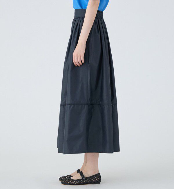 MACPHEE「クリスピータフタ ギャザーマキシスカート」|フレア|