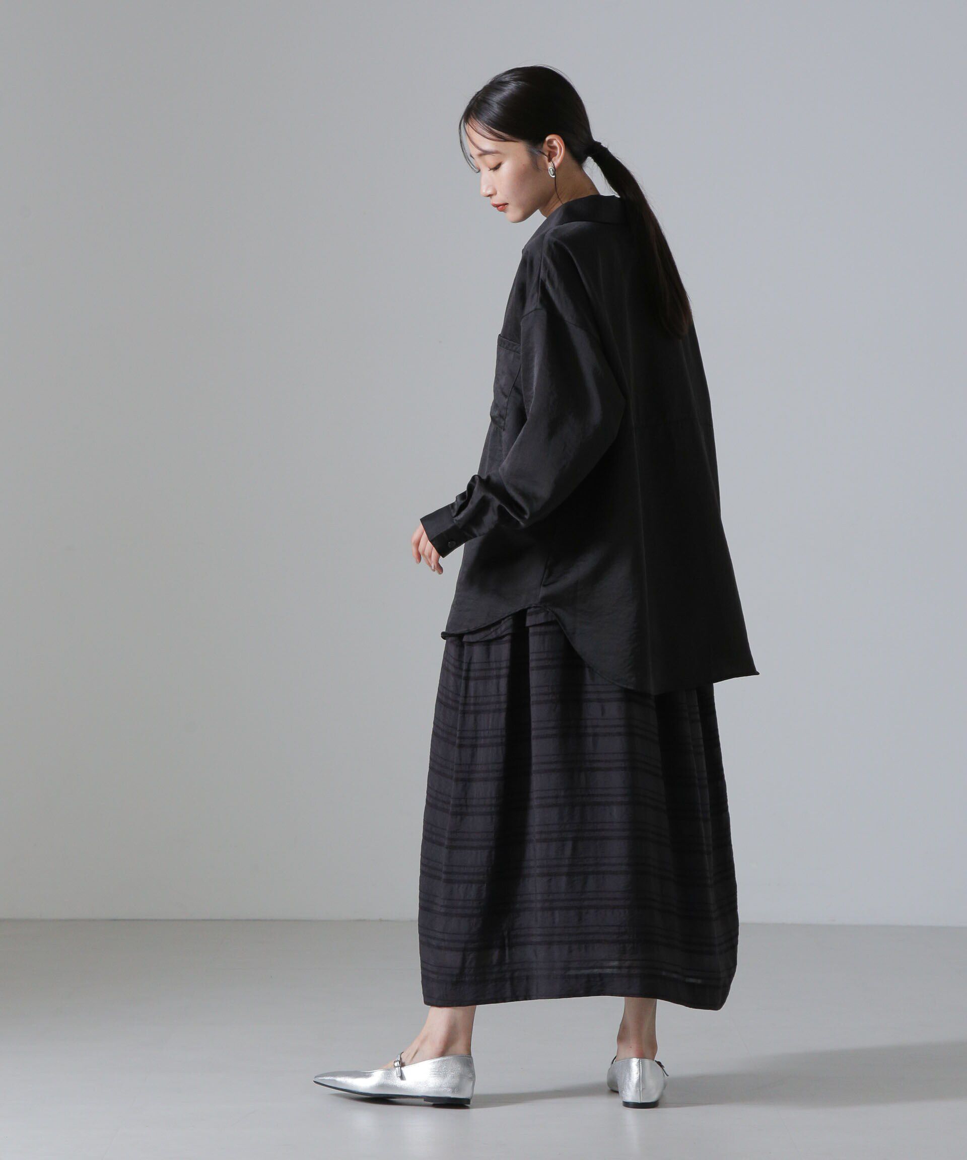 nano･universe「マルチボーダータックディティールスカート」|スカート|