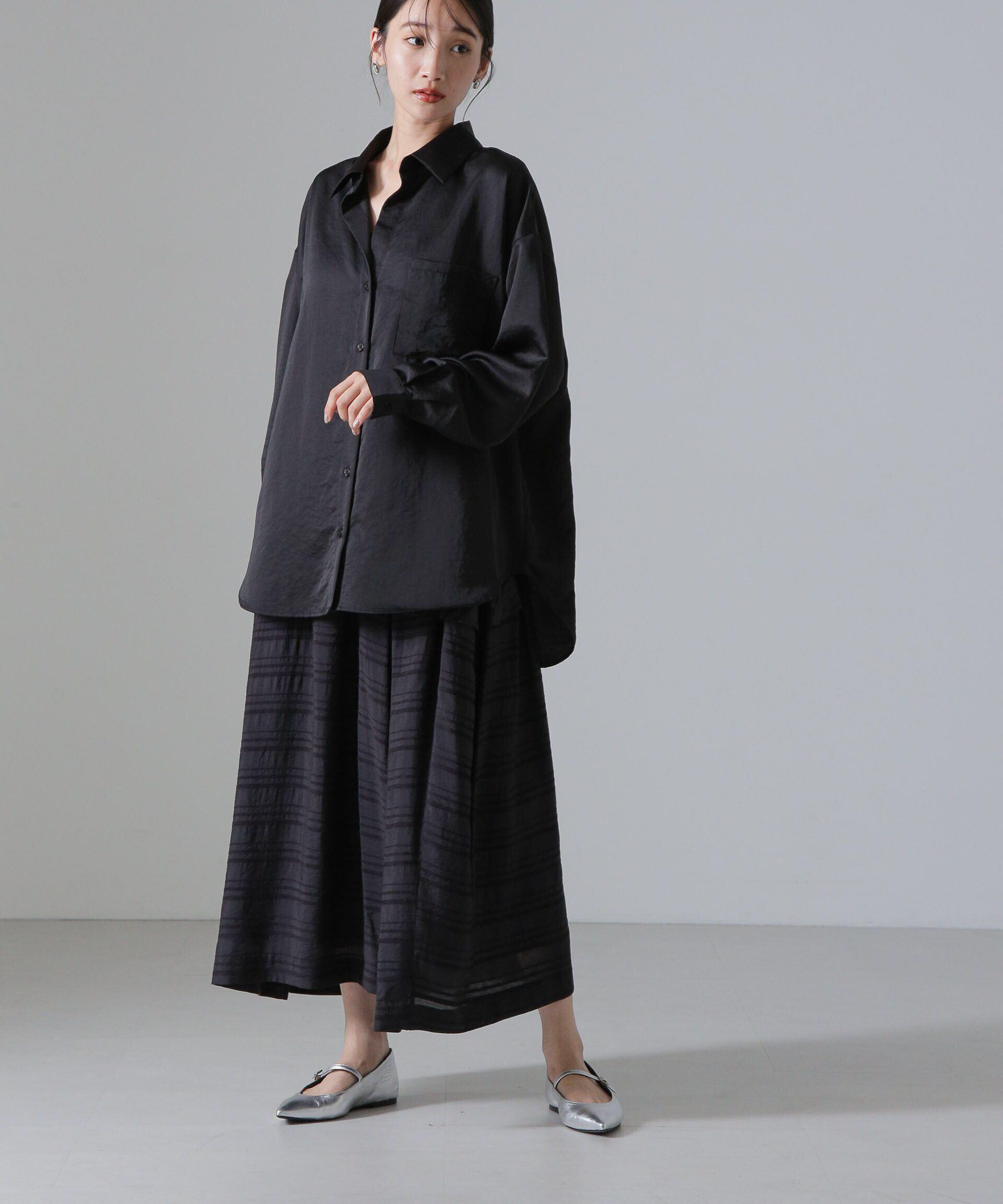 nano･universe「マルチボーダータックディティールスカート」|スカート|