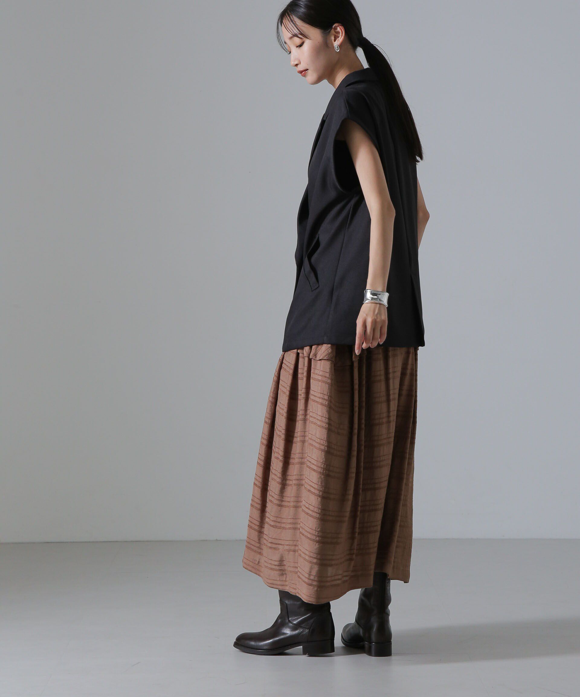 nano･universe「マルチボーダータックディティールスカート」|スカート|