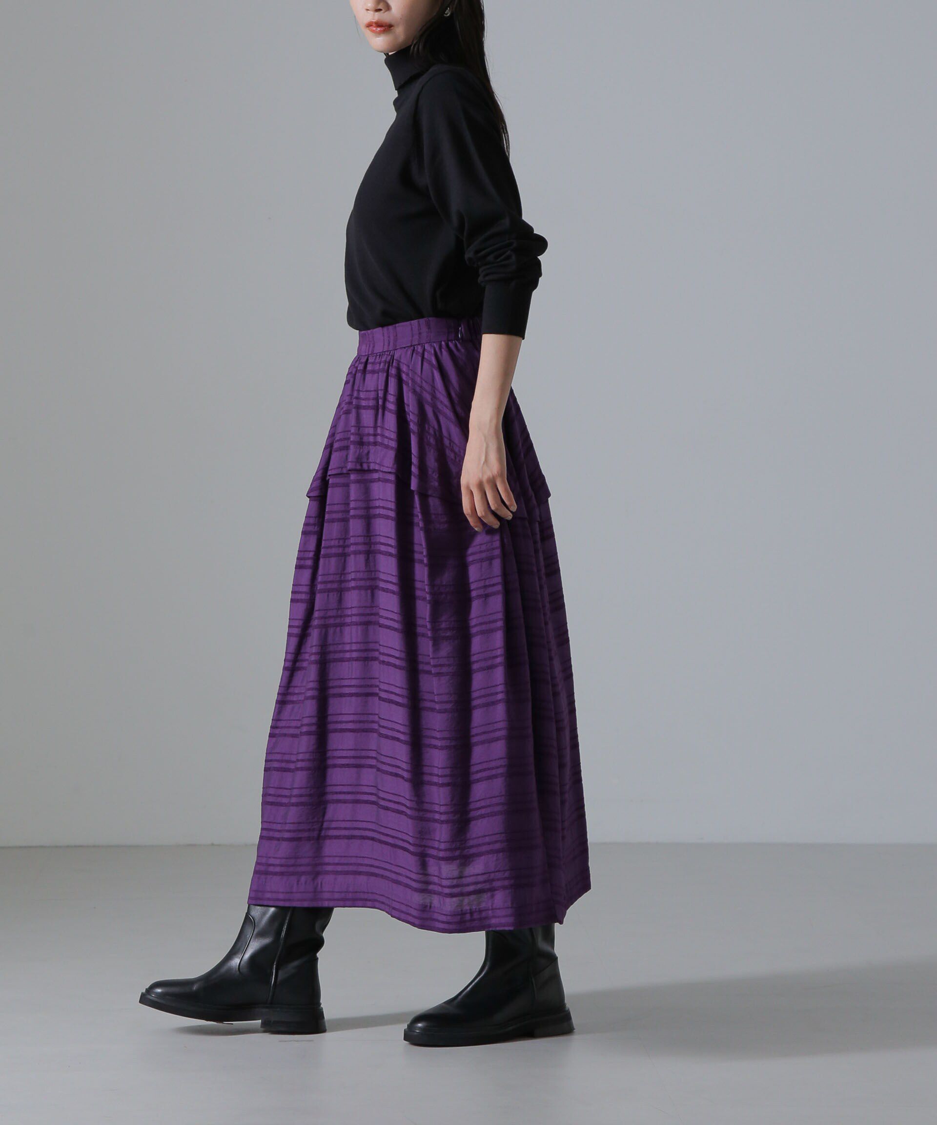 nano･universe「マルチボーダータックディティールスカート」|スカート|