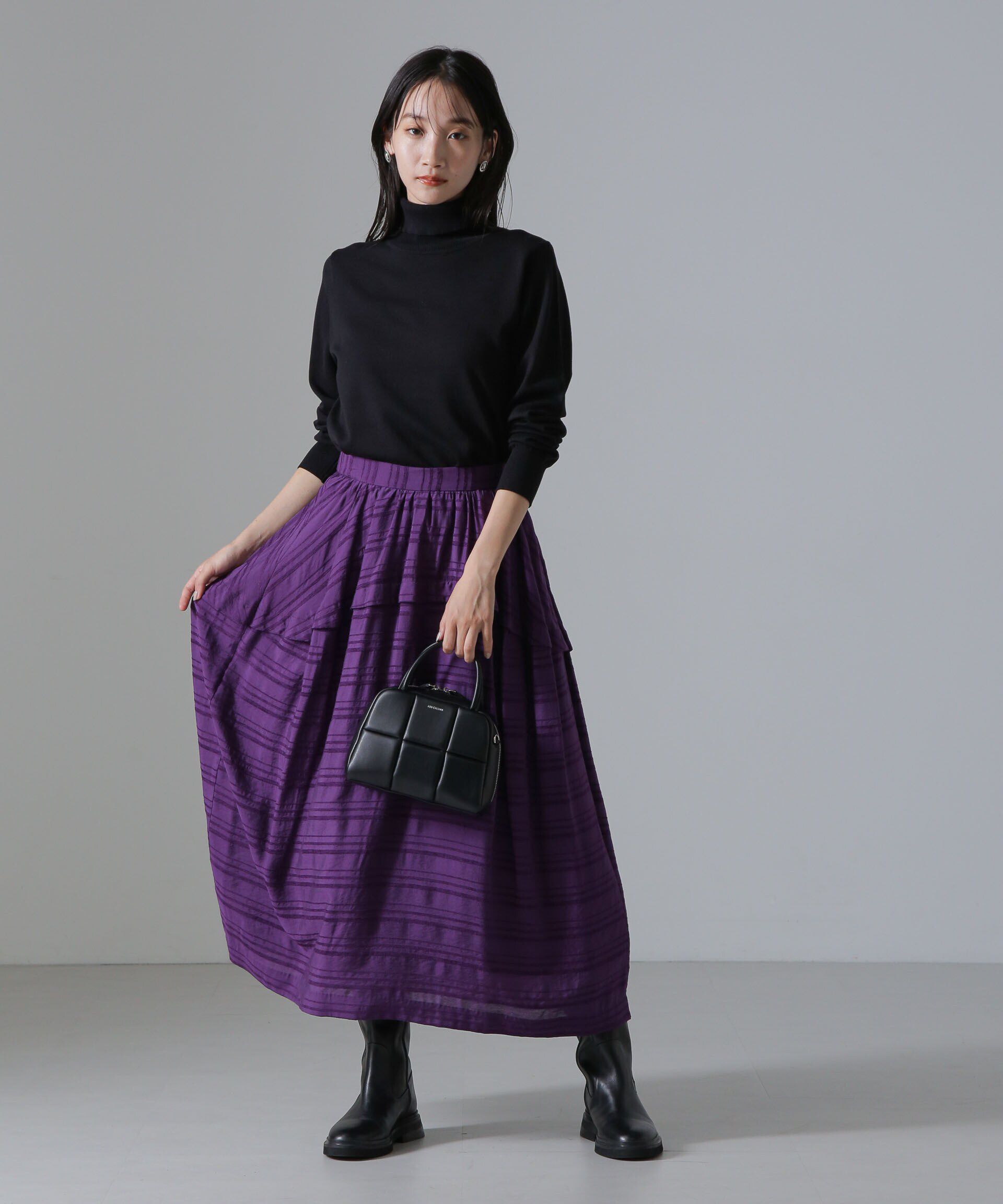 nano･universe「マルチボーダータックディティールスカート」|スカート|