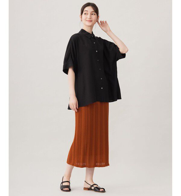 自由区「【接触冷感・UVケア・抗菌防臭・洗える】リヨセルポプリン ブラウス」|シャツ・ブラウス|