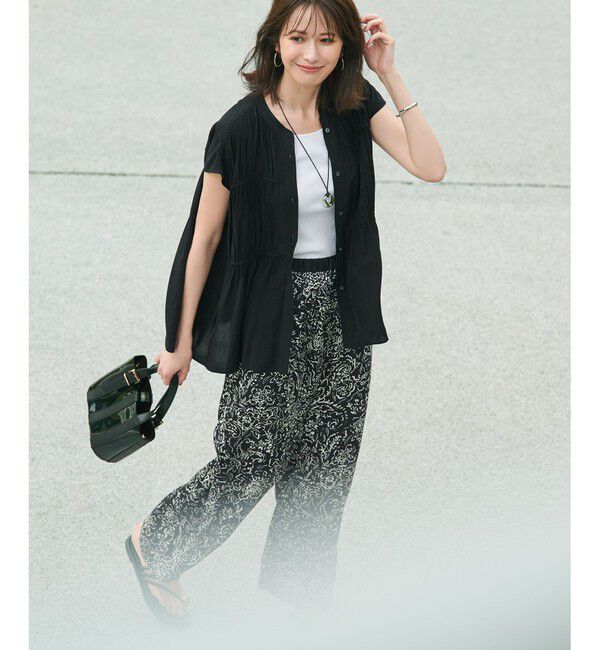 23区「【洗える】アンティークフラワープリント ワイド パンツ」|その他|