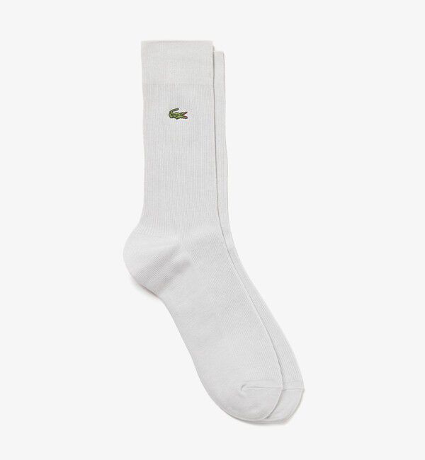 LACOSTE「クロックエンブレム1&times;1リブニットソックス」|ソックス|杢グレー