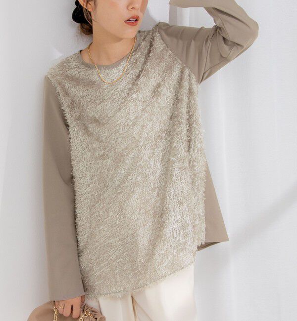 NOLLEY'S「カットジャガードドッキングプルオーバーブラウス」|シャツ・ブラウス|カーキ