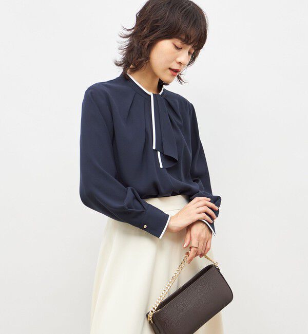 NOLLEY'S「ウォッシャブルストレッチジョーゼットボウタイ風ブラウス」|シャツ・ブラウス|