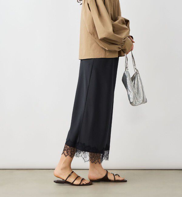 NOLLEY'S sophi「ウォッシャブル裾レースサテンナロースカート」|スカート|