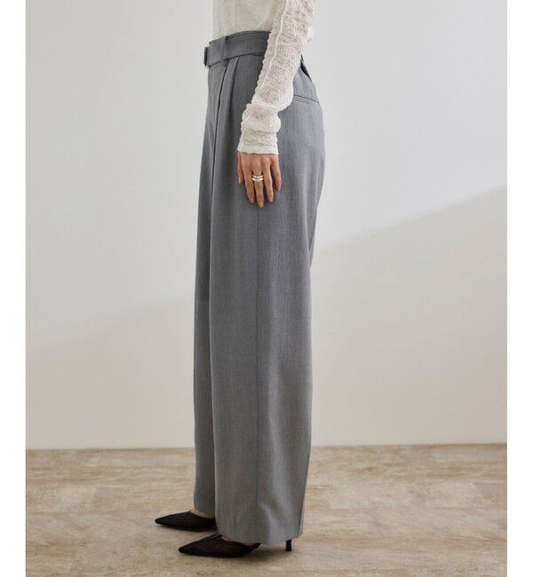 ROPE「【洗える】リネンライク ベルテッドワイドパンツ/セットアップ対応【WEB・一部店舗限定】」|チノ|