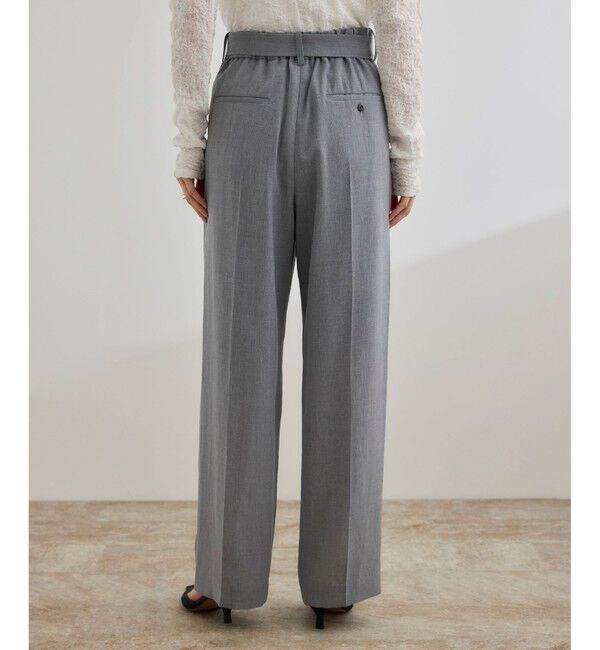 ROPE「【洗える】リネンライク ベルテッドワイドパンツ/セットアップ対応【WEB・一部店舗限定】」|チノ|