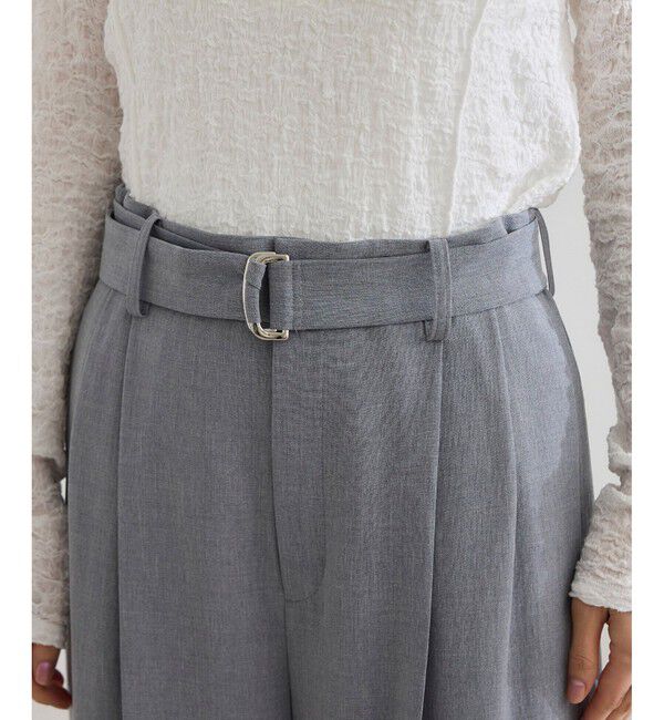 ROPE「【洗える】リネンライク ベルテッドワイドパンツ/セットアップ対応【WEB・一部店舗限定】」|チノ|