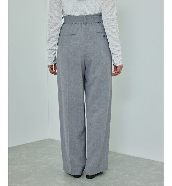 ROPE「【洗える】リネンライク ベルテッドワイドパンツ/セットアップ対応【WEB・一部店舗限定】」|チノ|