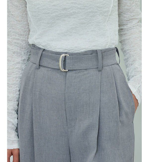 ROPE「【洗える】リネンライク ベルテッドワイドパンツ/セットアップ対応【WEB・一部店舗限定】」|チノ|