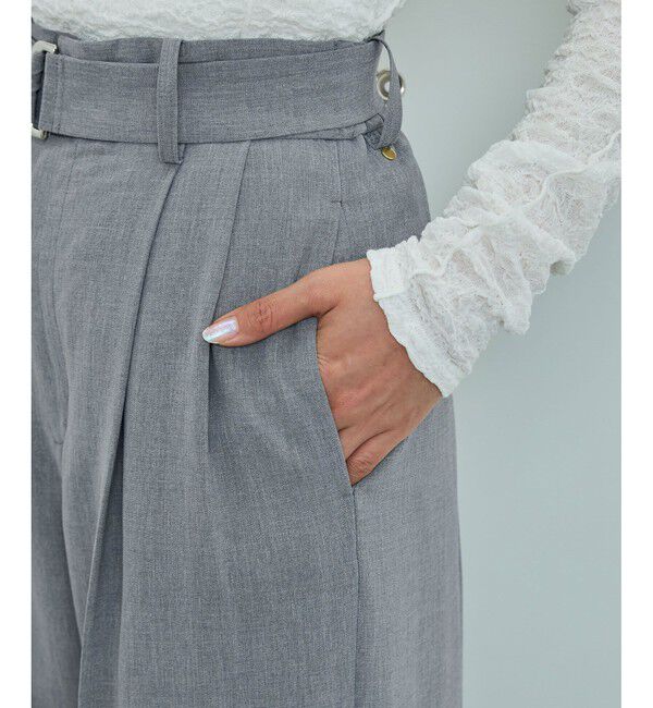 ROPE「【洗える】リネンライク ベルテッドワイドパンツ/セットアップ対応【WEB・一部店舗限定】」|チノ|