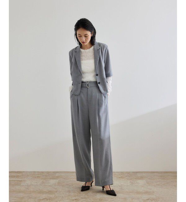 ROPE「【洗える】リネンライク ベルテッドワイドパンツ/セットアップ対応【WEB・一部店舗限定】」|チノ|