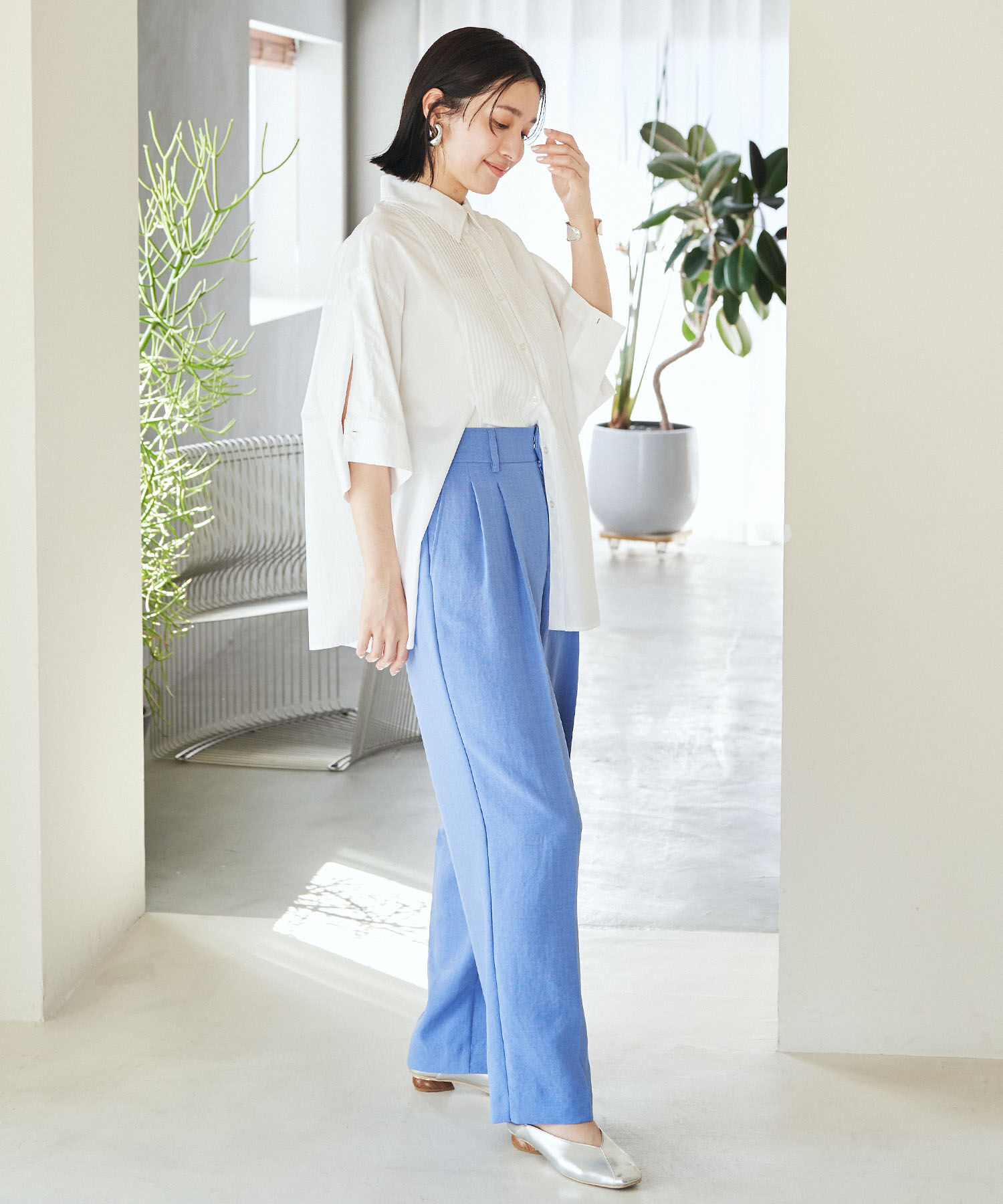 VIS「【洗える】オーバーサイズピンタックシャツ」|シャツ・ブラウス|