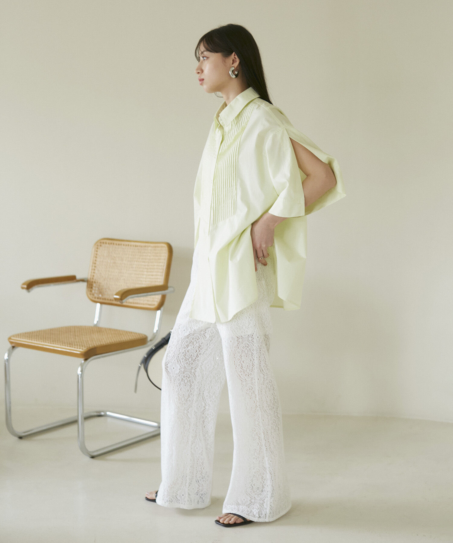 VIS「【洗える】オーバーサイズピンタックシャツ」|シャツ・ブラウス|