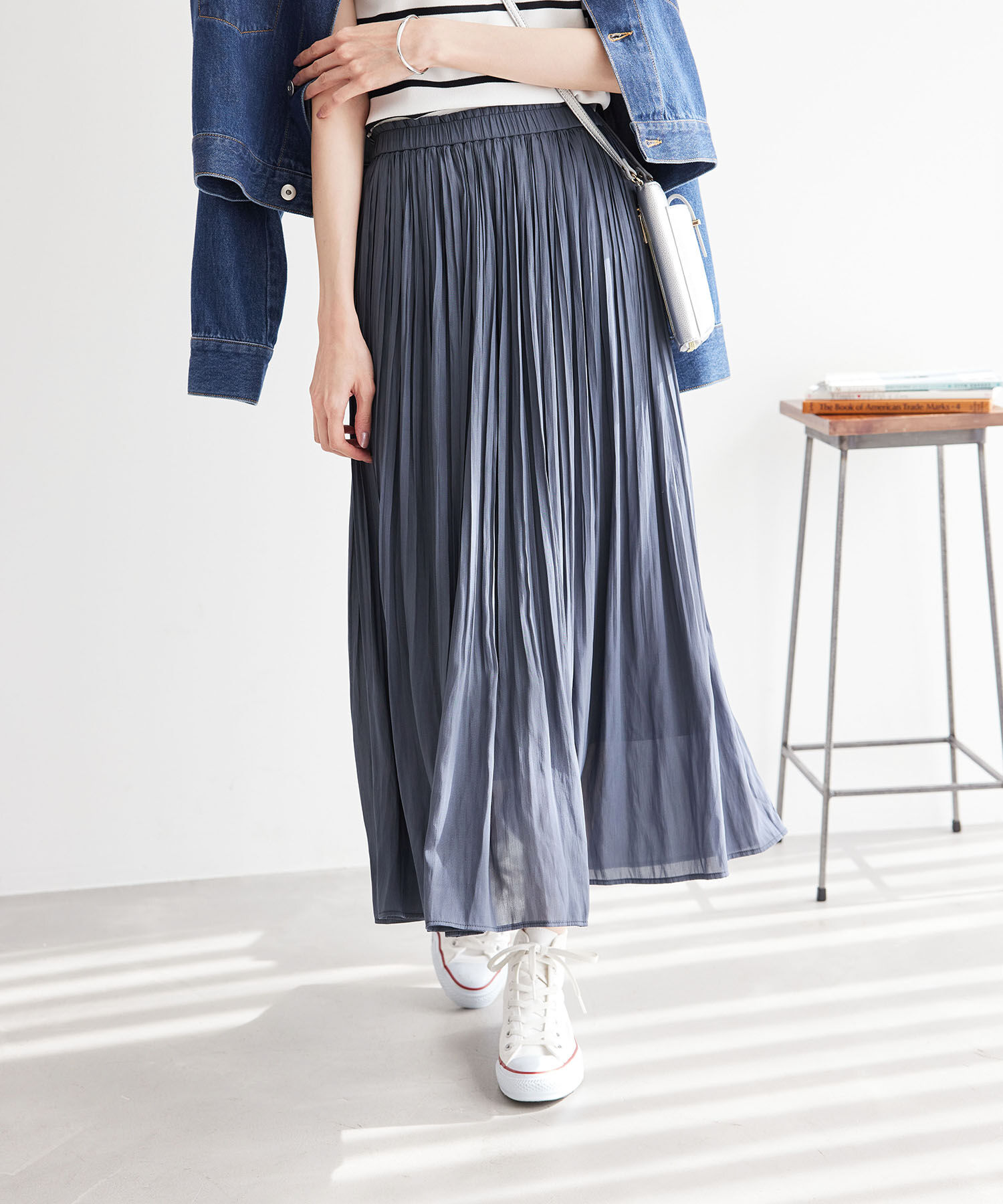 Rope&rsquo;Picnic「【新色追加】着丈が選べるエアリープリーツスカート」|スカート|ネイビー(40)