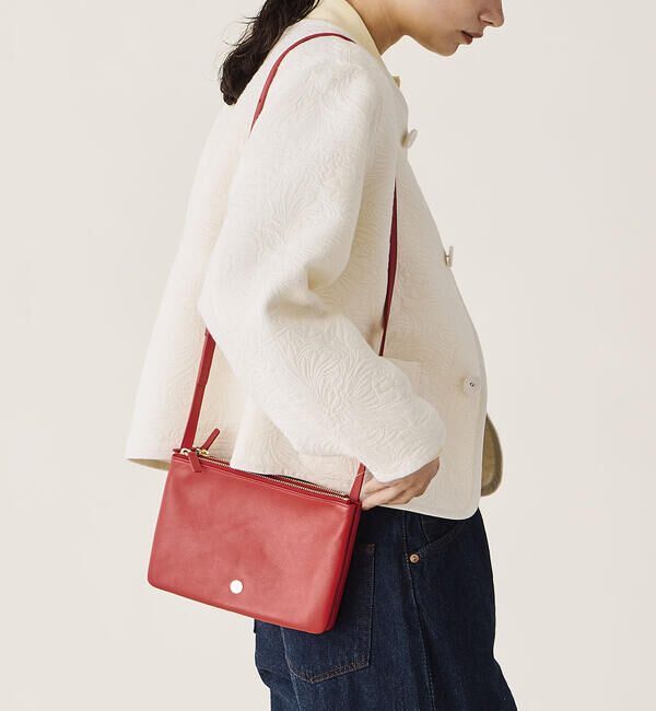  「ORCIVAL | ナッパレザー ジップポーチショルダーバッグ UNISEX」|ショルダー・メッセンジャー|RED