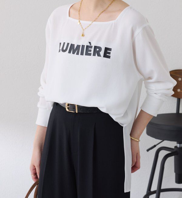  「スクエアネックジョーゼットロゴロンT」|Tシャツ・カットソー|