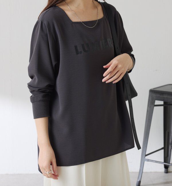  「スクエアネックジョーゼットロゴロンT」|Tシャツ・カットソー|