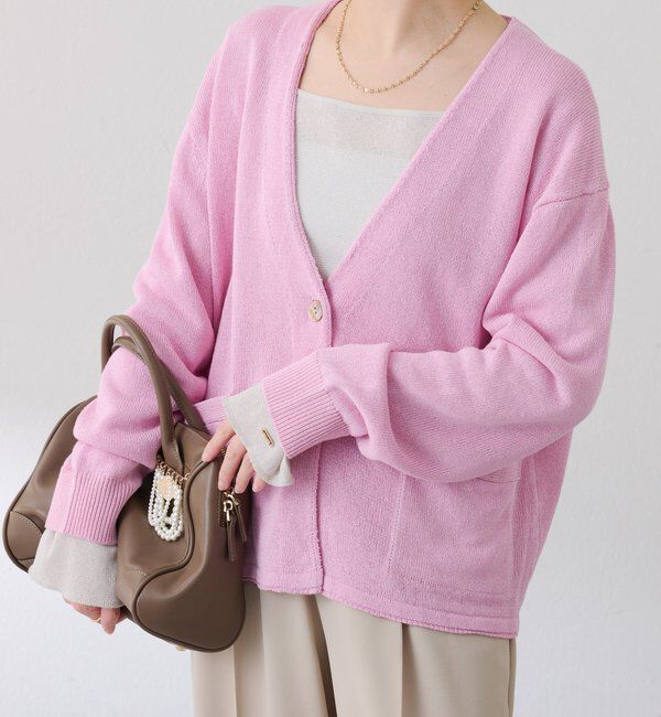  「コットン混カーディガン」|ニット・セーター|ピンク