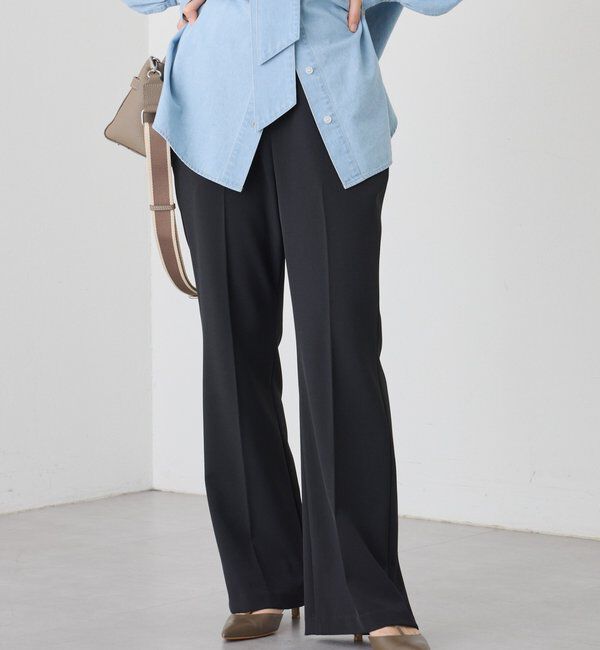  「予約【褒められシルエット】イージーフレアパンツ」|チノ|ブラック