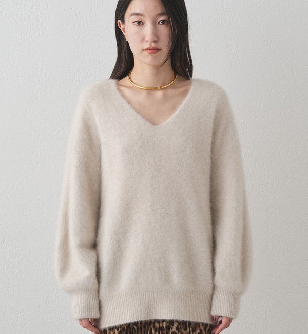 新品未使用 loungedress FURカシミアVニット ホワイト LOUNGEDRESS（ラウンジドレス）の「FURカシミヤVニット（ニット