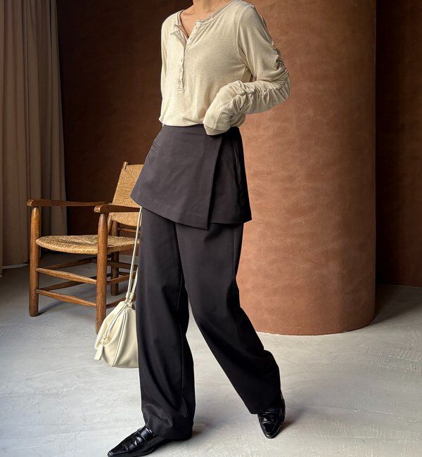  「インナーSET袖ギャザーヘンリーTシャツ」|Tシャツ・カットソー|