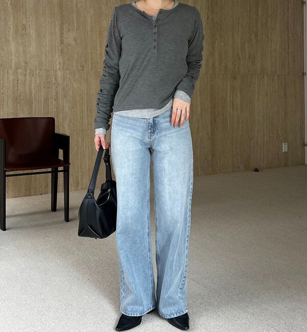  「インナーSET袖ギャザーヘンリーTシャツ」|Tシャツ・カットソー|