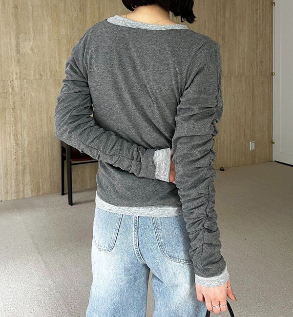  「インナーSET袖ギャザーヘンリーTシャツ」|Tシャツ・カットソー|