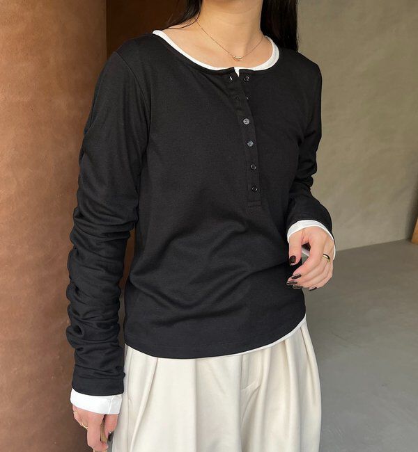  「インナーSET袖ギャザーヘンリーTシャツ」|Tシャツ・カットソー|