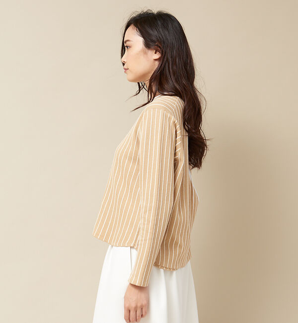 qualite「ネップストライプニットプルオーバー」|ニット・セーター|