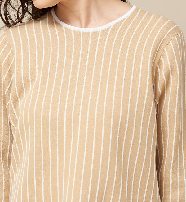 qualite「ネップストライプニットプルオーバー」|ニット・セーター|