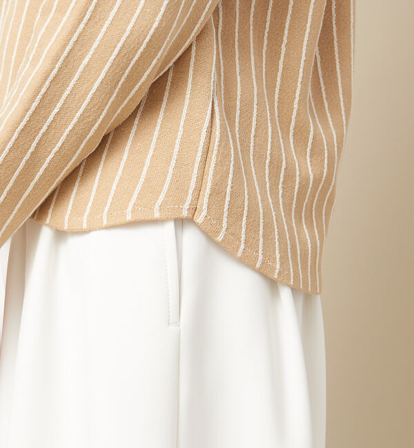 qualite「ネップストライプニットプルオーバー」|ニット・セーター|