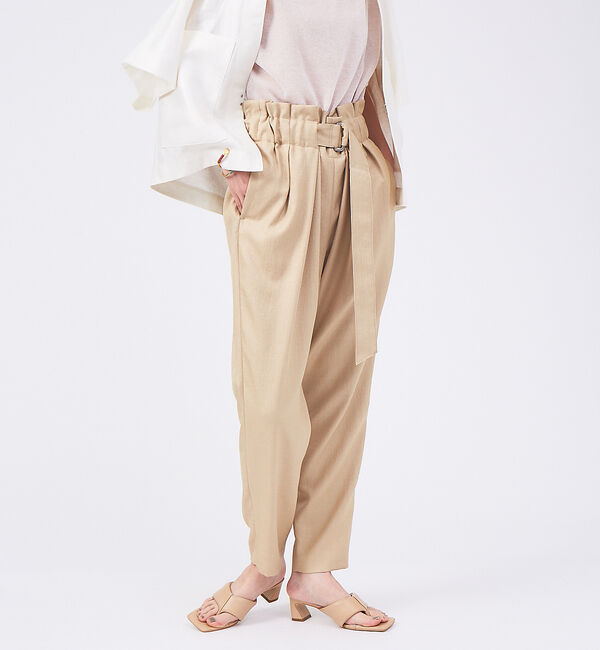 qualite「リネンライクパンツ」|その他|ベージュ