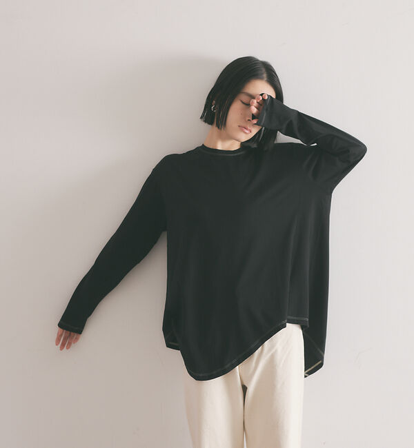 qualite「アシメコットンカットソー2」|Tシャツ・カットソー|ブラック