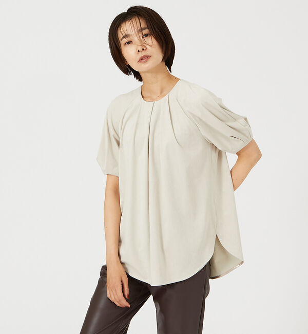 qualite「トリコットスェードカットソー」|Tシャツ・カットソー|ベージュ