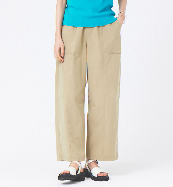abahouse mavie「ポリエステルタフタワイドベーカーパンツ」|その他|ベージュ