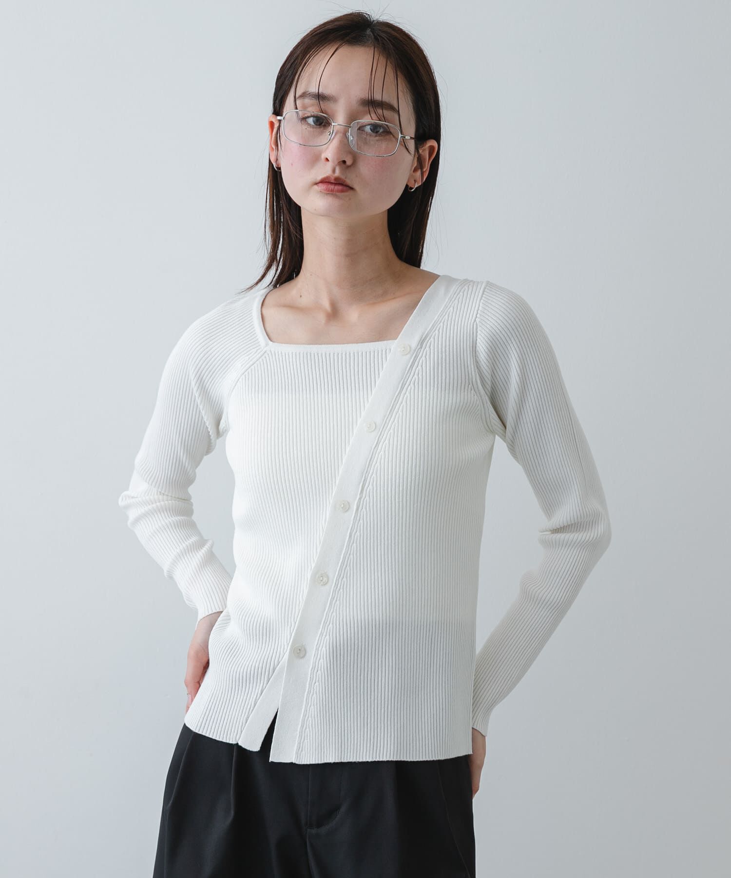 SENSE OF PLACE by URBAN RESEARCH「『洗濯可』アシメデザインリブセーター」|ニット・セーター|