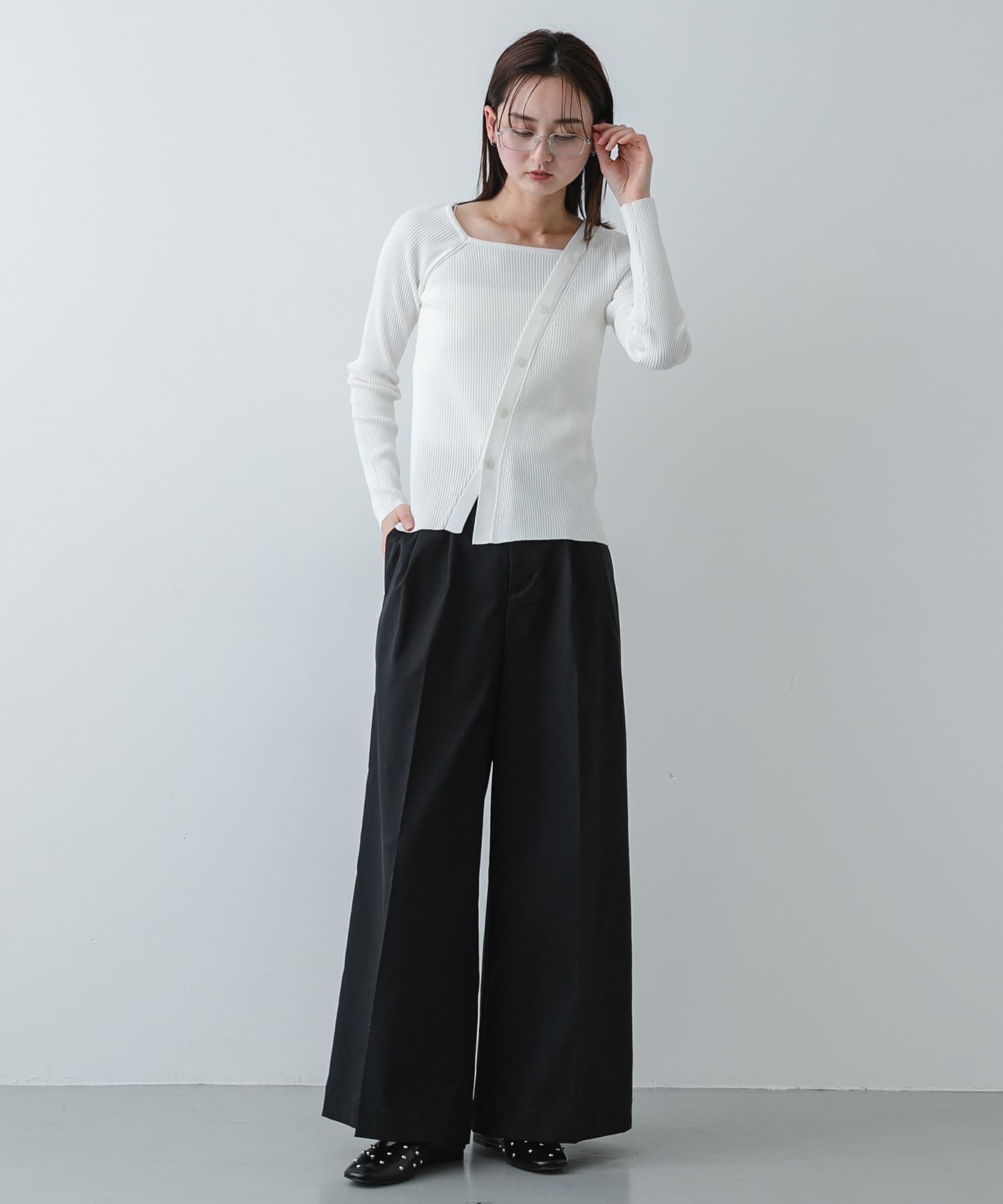 SENSE OF PLACE by URBAN RESEARCH「『洗濯可』アシメデザインリブセーター」|ニット・セーター|