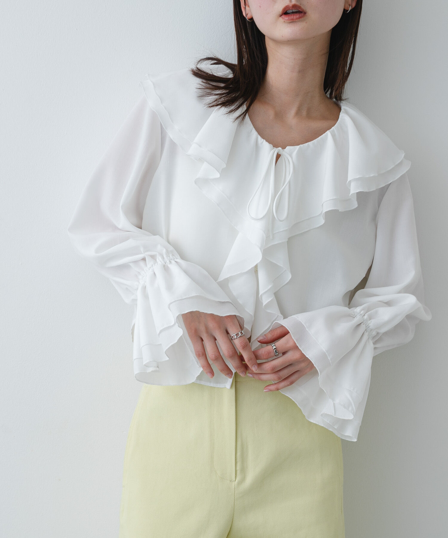 SENSE OF PLACE by URBAN RESEARCH「ラッフルブラウス」|Tシャツ・カットソー|オフホワイト